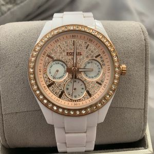 Women’s white fossil watch